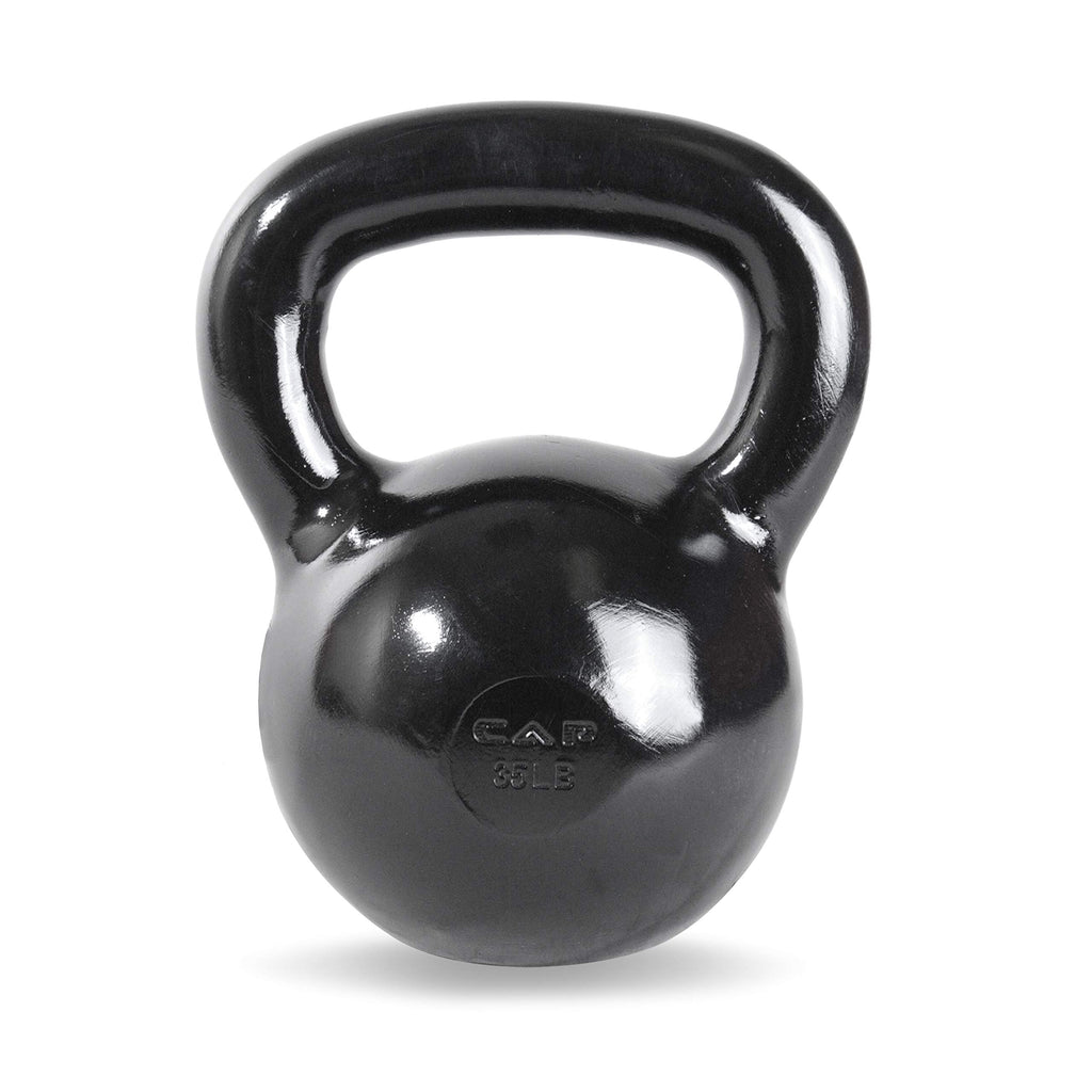 Cap Barbell Black Enamel Coated Cast Iron Kettlebell, 35 Lb