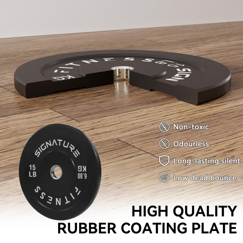 Fitvids 2'' Olympic Bumper Plate Weight Plates With Steel Hub, 50-Pound Set, 2X 10Lb, 2X 15Lb, Rubber
