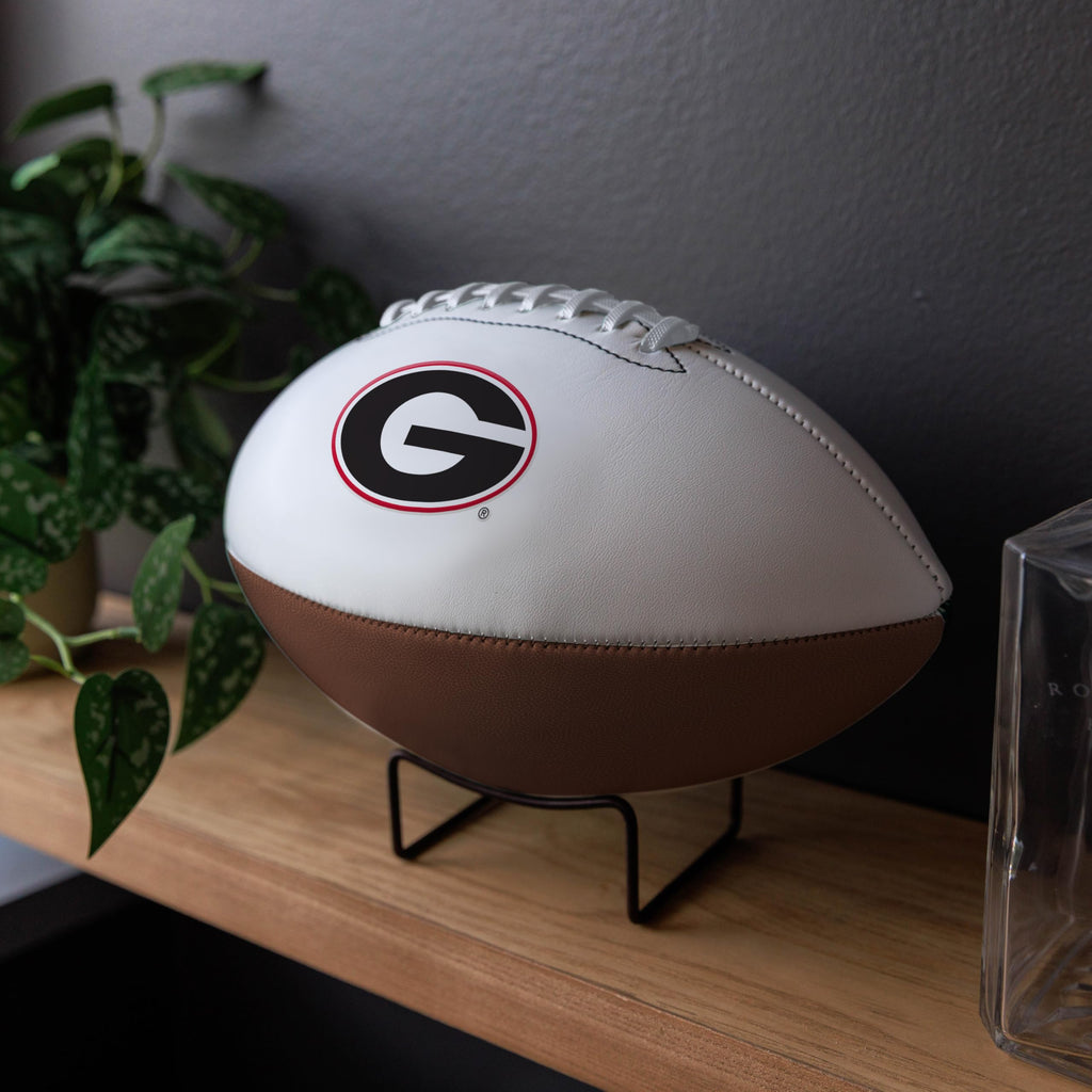 Logo Brands NCAA Georgia Bulldogs Official Size Autograph Football -Smooth White Panel for Signatures, Display, or Collecting NC