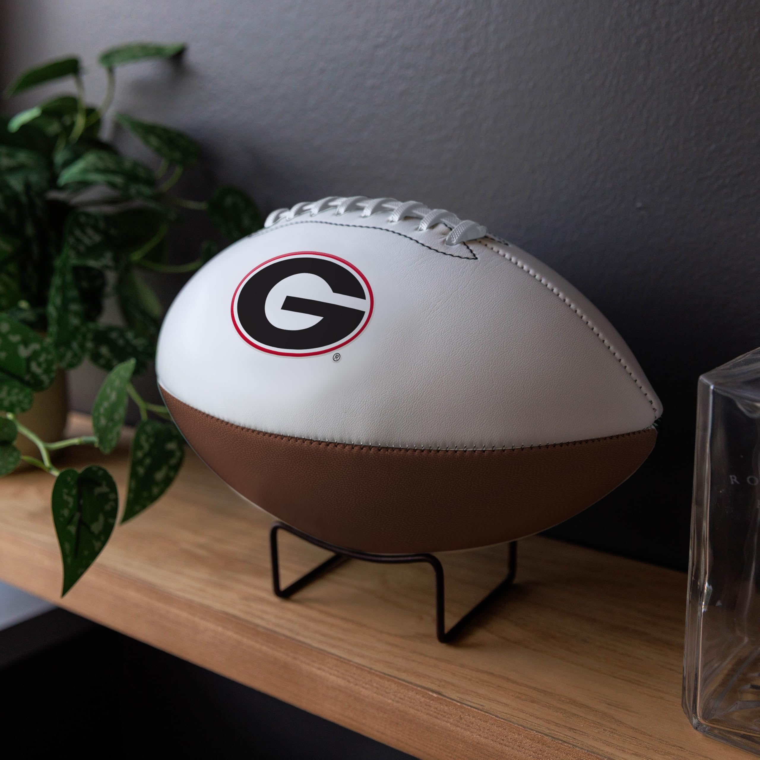 Logo Brands NCAA Georgia Bulldogs Official Size Autograph Football -Smooth White Panel for Signatures, Display, or Collecting NC