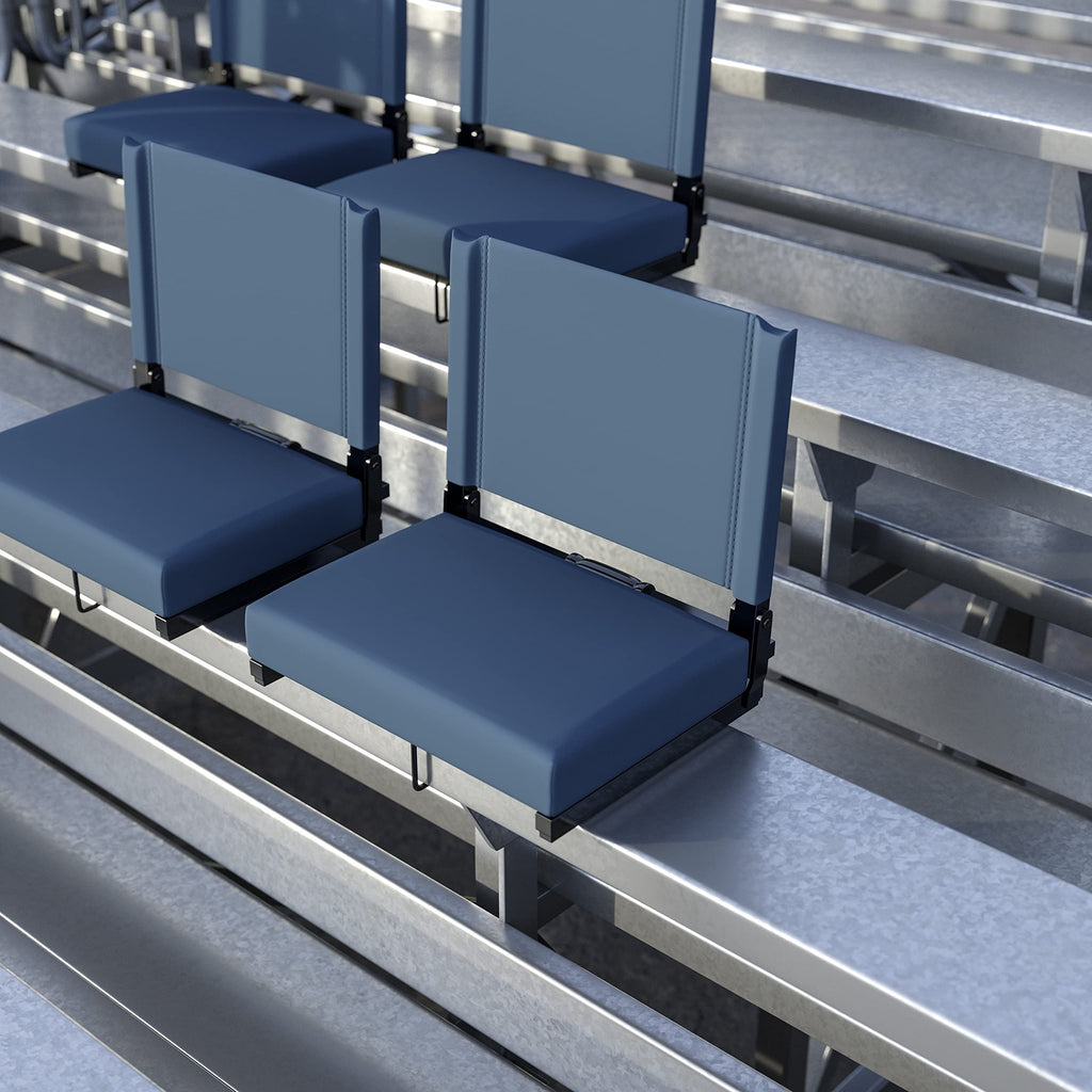 Flash Furniture Grandstand Comfort Seats By Flash - Navy Blue Stadium Chair - 2 Pack 500 Lb Rated Folding Chair - Carry Handle -