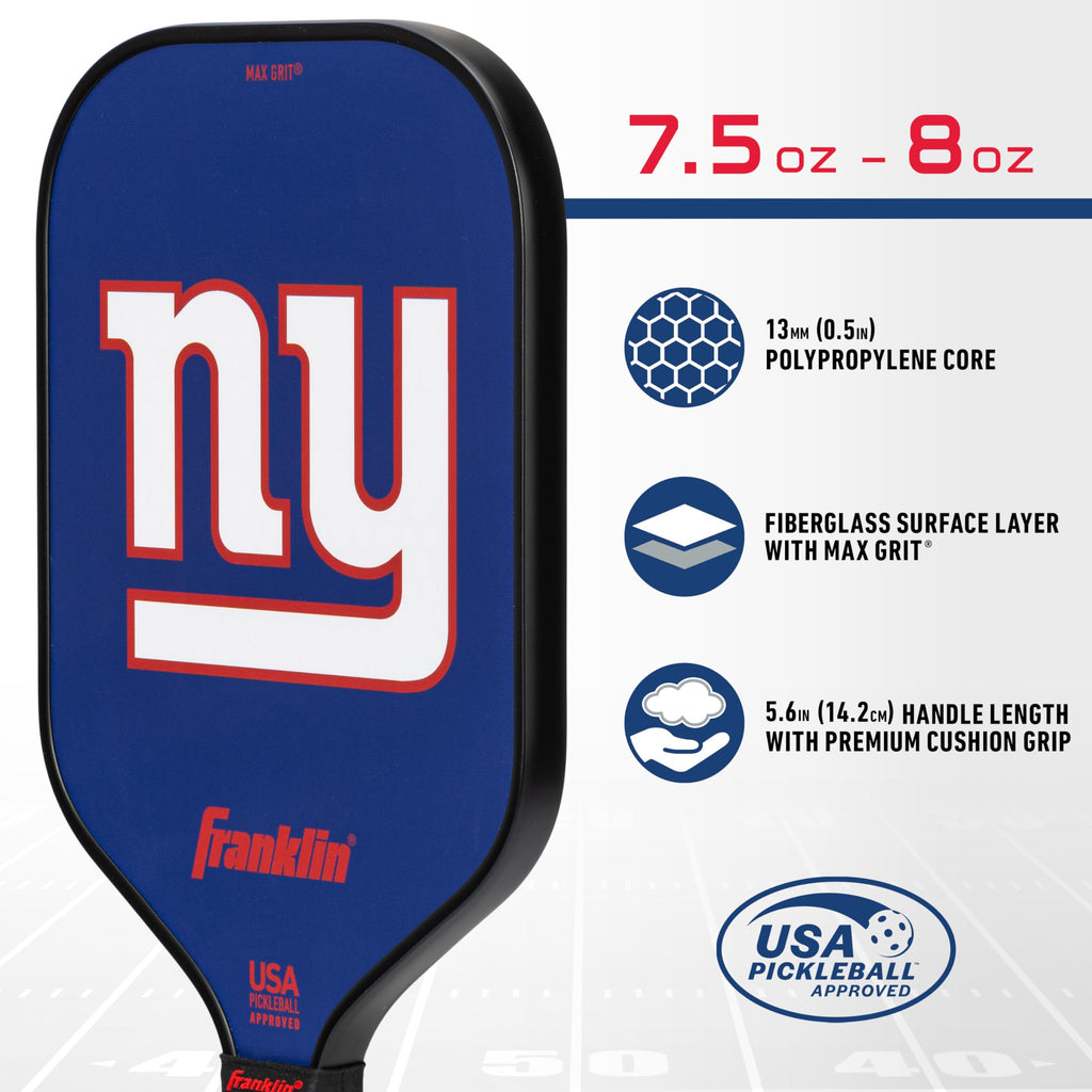 Franklin Sports Nfl New York Giants Pickleball Paddle - Pickleball X - Polypropylene Core, Team Logo - Nfl Official Licensed Pro