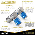 Jaco Lightning Bike Tire Air Chuck (L3-Series) | Presta & Schrader Valves | Open Flow, 1/4'' F-Npt (2 Pack)