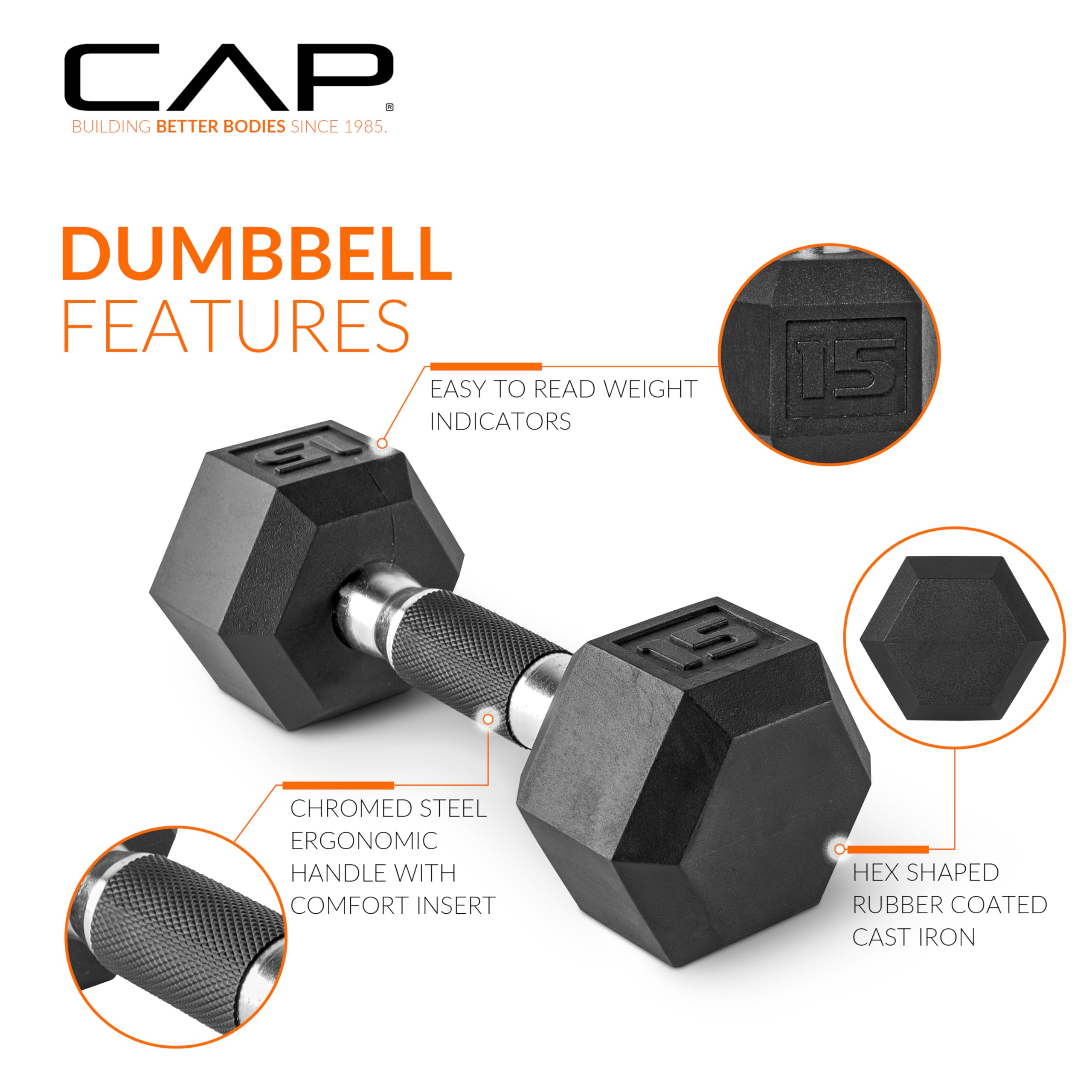 Cap Barbell 45 Lb Coated Hex Dumbbell Weight Pair With Padded Grip