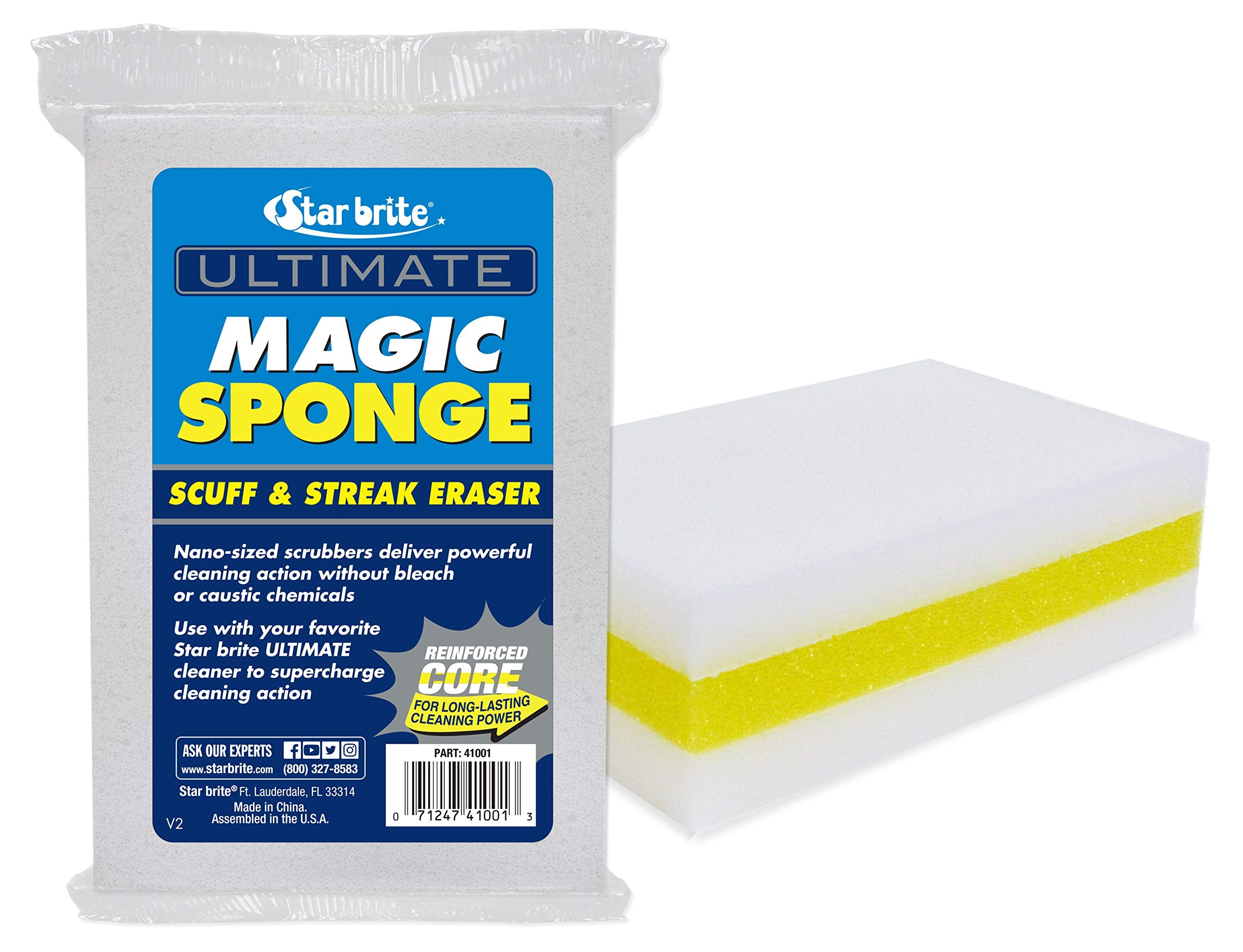 STAR BRITE Ultimate Magic Sponge - Boat Scuff Eraser Melamine Scrubber with Reinforced Core - 2 Pack (041000)