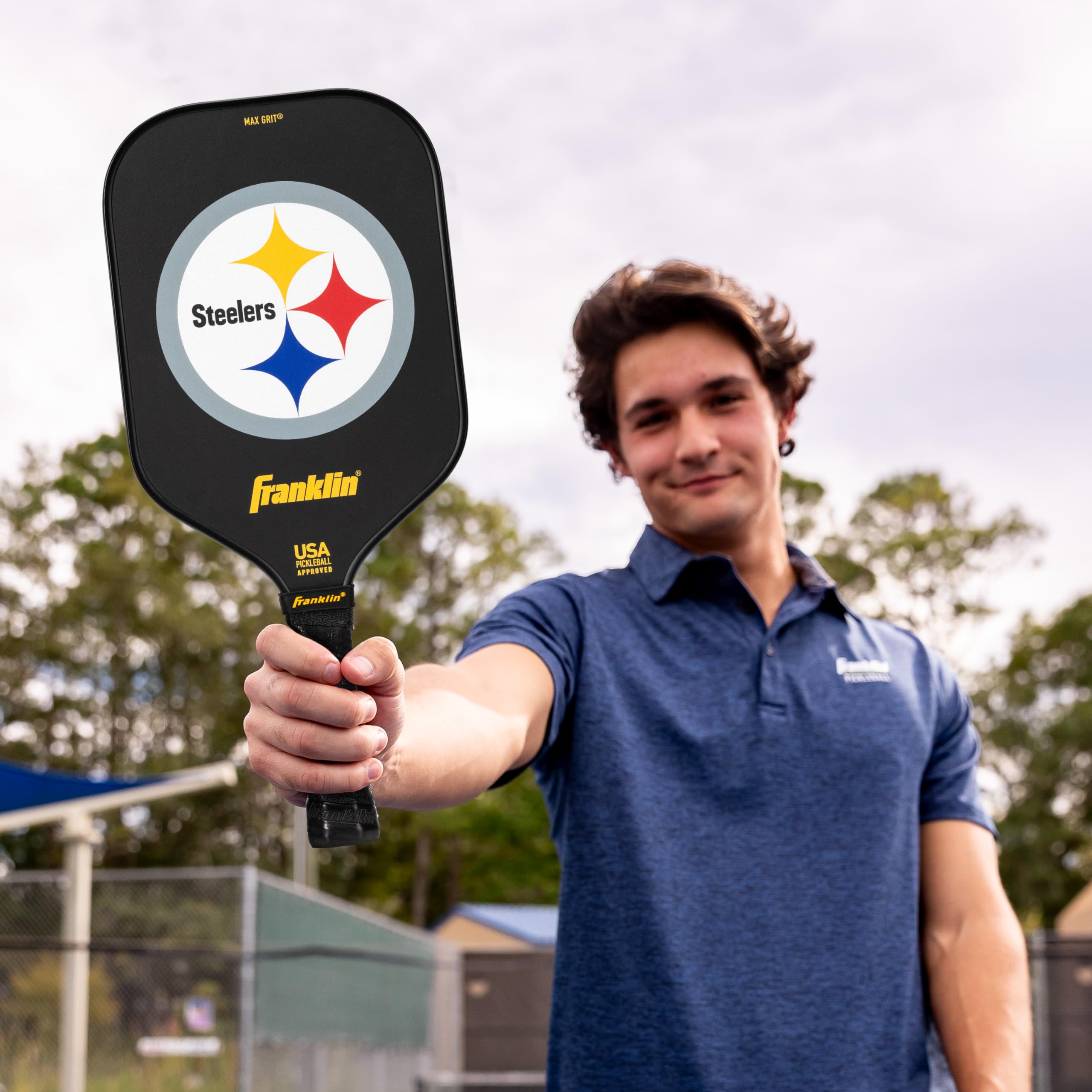Franklin Sports Nfl Pittsburgh Steelers Pickleball Paddle - Pickleball X - Polypropylene Core, Team Logo - Nfl Official Licensed