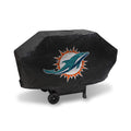Rico Industries NFL Miami Dolphins Black Deluxe Grill Cover Deluxe Vinyl Grill Cover - 68 Wide/Heavy Duty/hook and loop Staps