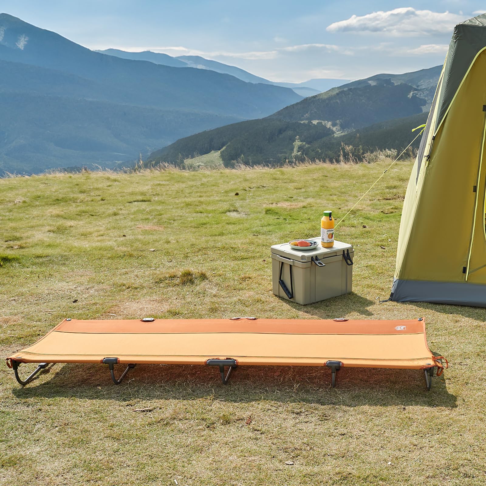 Timber Ridge Lightweight Aluminum Camping Cot, 20-Second Quick Set-Up Folding Cot Low Profile With Zipper Closure, Portable Carr