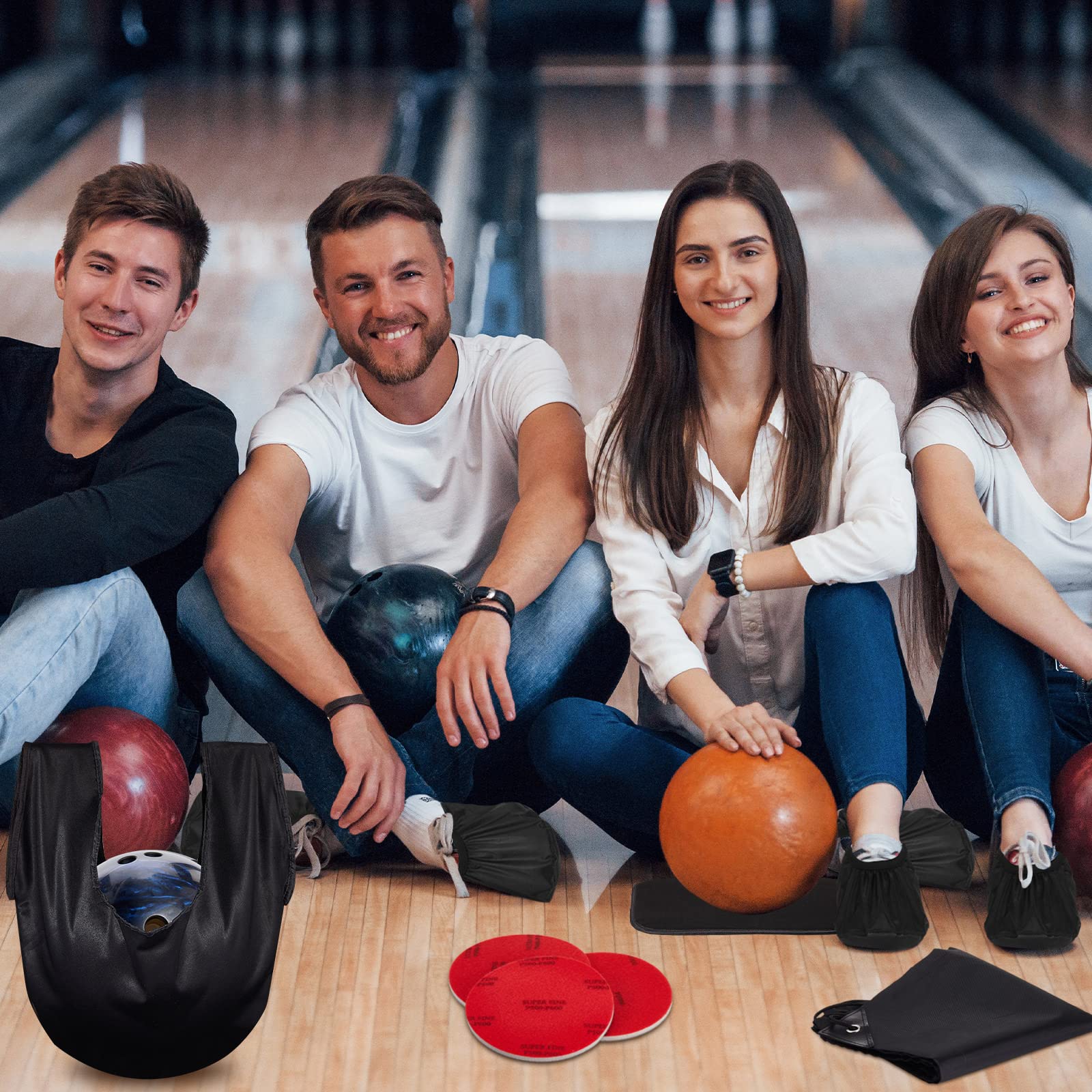 8 Pcs Bowling Shoe Protector Covers Bowling Ball Seesaw Microfiber Bowling Ball Polisher Bowling Ball Towel Bowling Sanding Pads