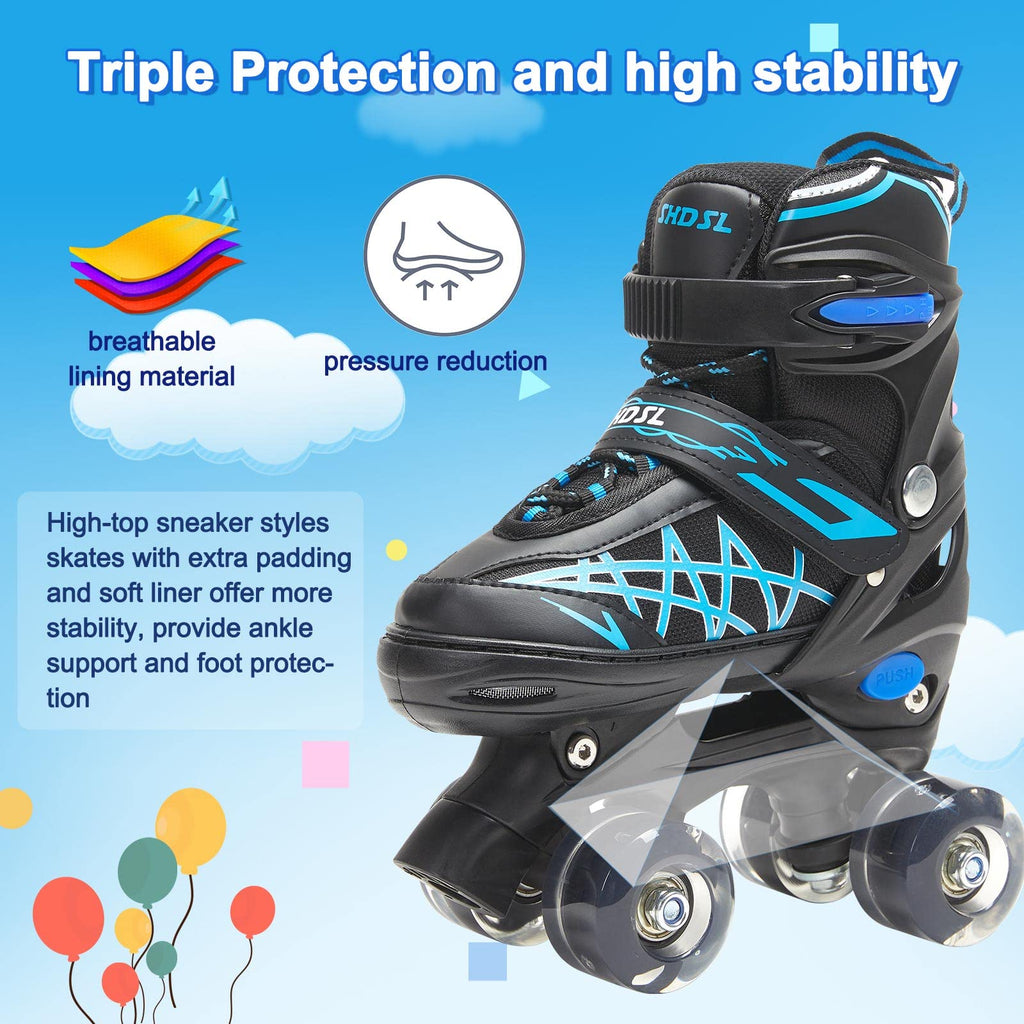 Shdsl Boys Roller Skates For Kids 4 Size Adjustable Roller Skates, All 8 Light Up Wheels For Boy'S Girls Roller Skates Shine, Fu