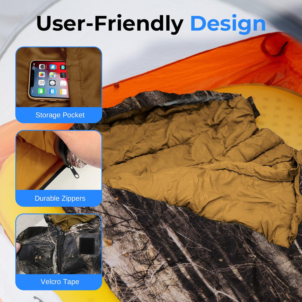 Serenelife Backpacking Sleeping Bag Camping Gear - Mummy Sleeping Bag For Adults/Teens W/Pillow, Bag - Outdoor Lightweight Weath