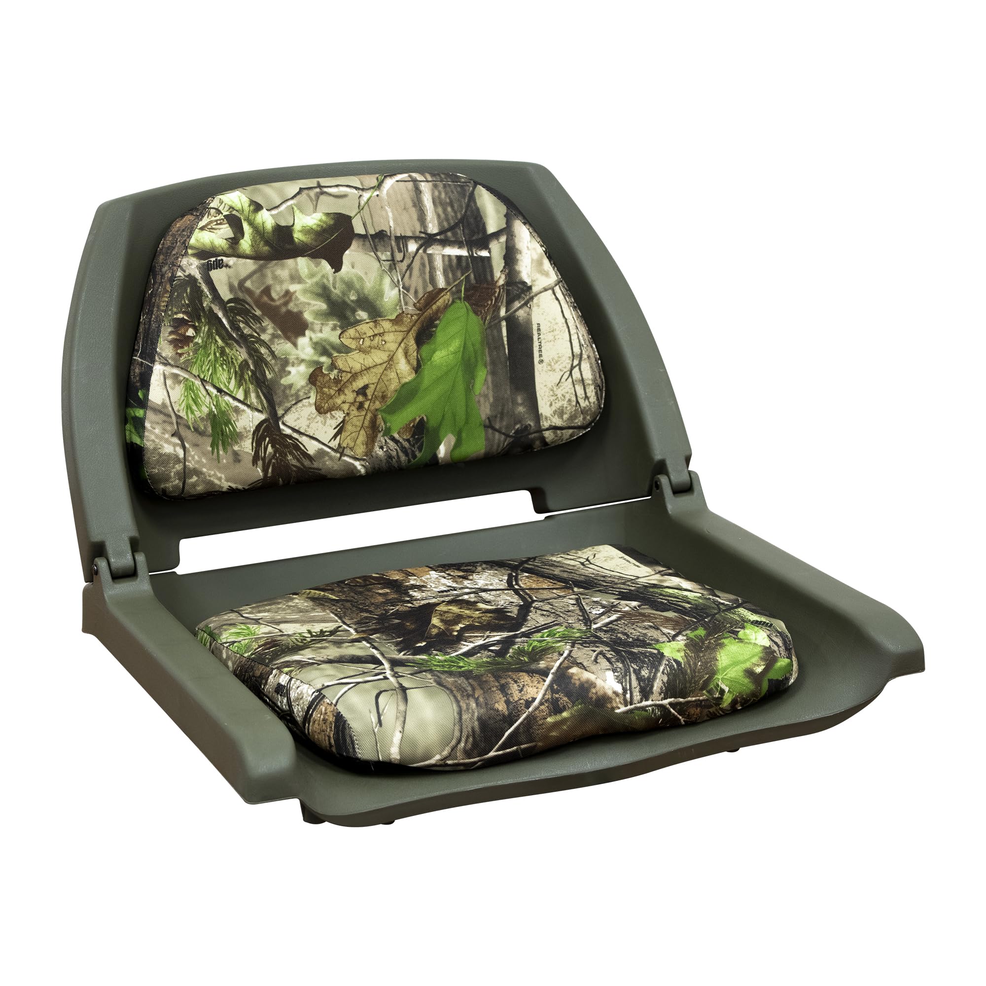 Wise 8WD139-G-762 Camo Padded Fold Down Seat, All Purpose Green Camo/Green Shell