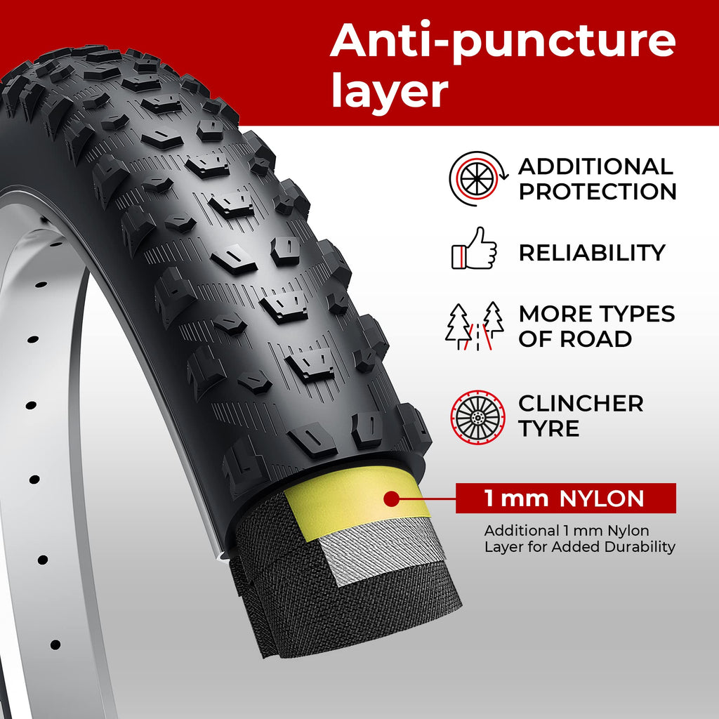 Fincci Pair 29 X 26 Inch 68-622 Etrto Folding Bike Tires With Nylon Protection, 60 Tpi For Mountain, Mtb, Downhill Xcenduro Trai