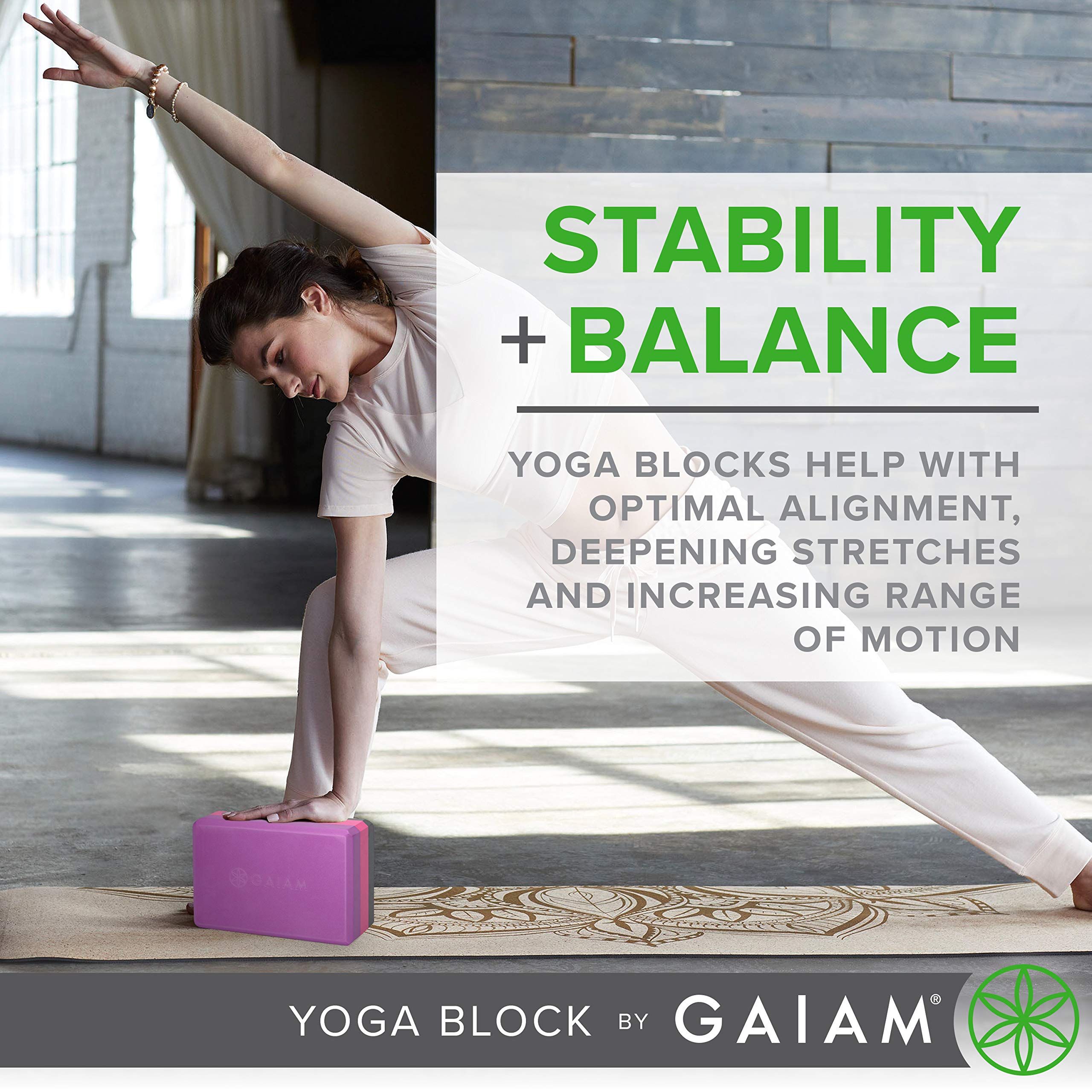 Gaiam Yoga Block (2 Pack) - Supportive Latex-Free Eva Foam Soft Non-Slip Surface For Yoga, Pilates, Meditation, Lagoon (2-Pack)