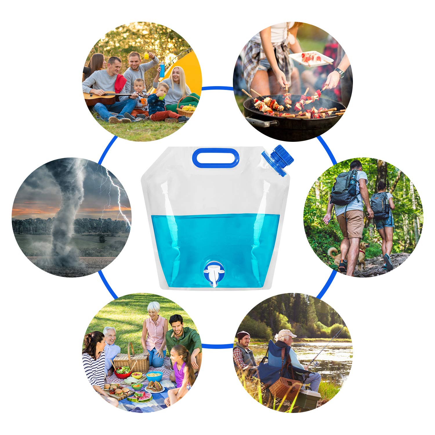Uyghhk Collapsible Water Container, 1.3Gal Bpa Free Food Grade Clear Plastic Water Jug With Spout For Sport Camping Riding Hikin