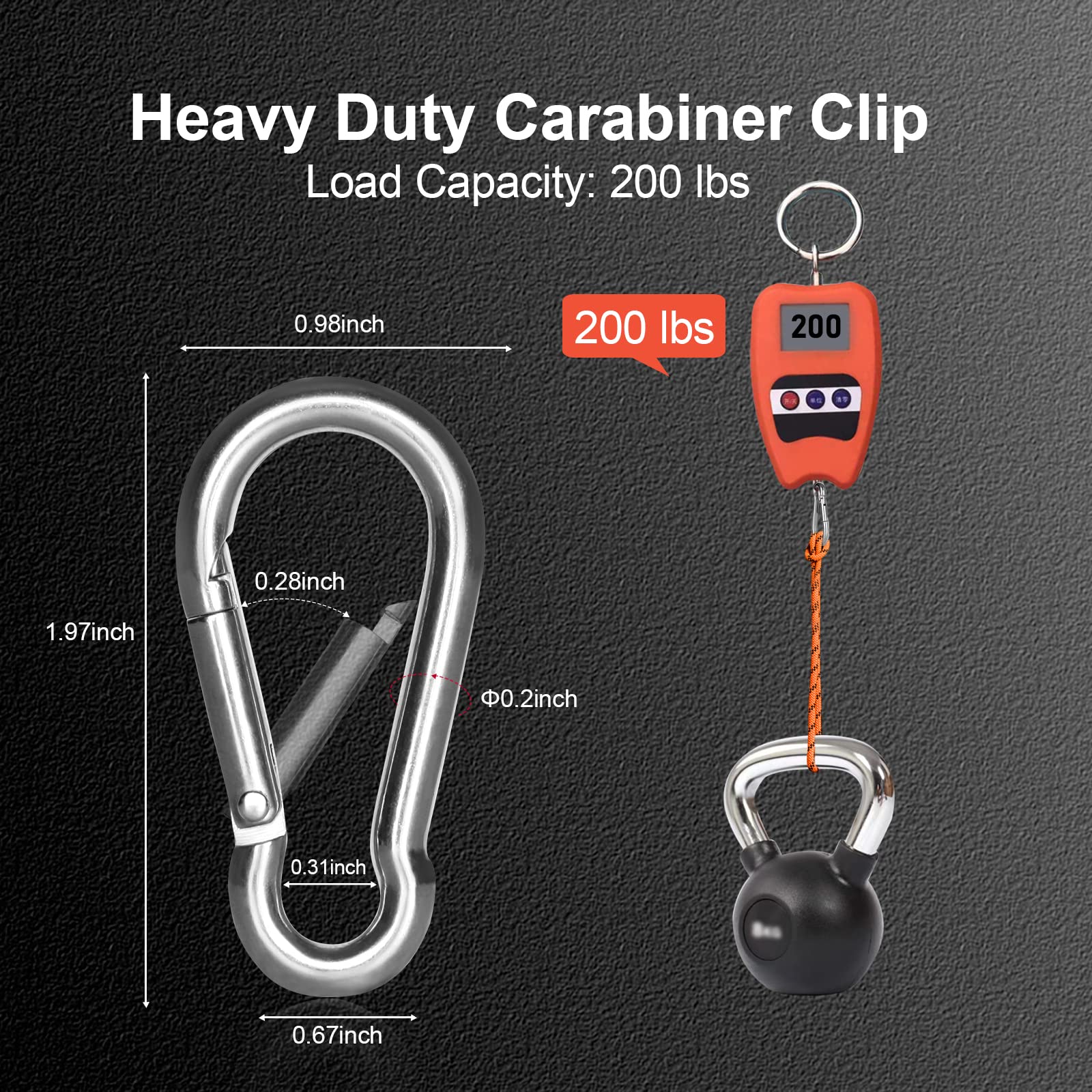 Kinklink 25 Pack 304 Stainless Steel Carabiner Clip, 1.97 Inch Heavy Duty Spring Snap Hook, Small Caribeener Clips For Outdoor C