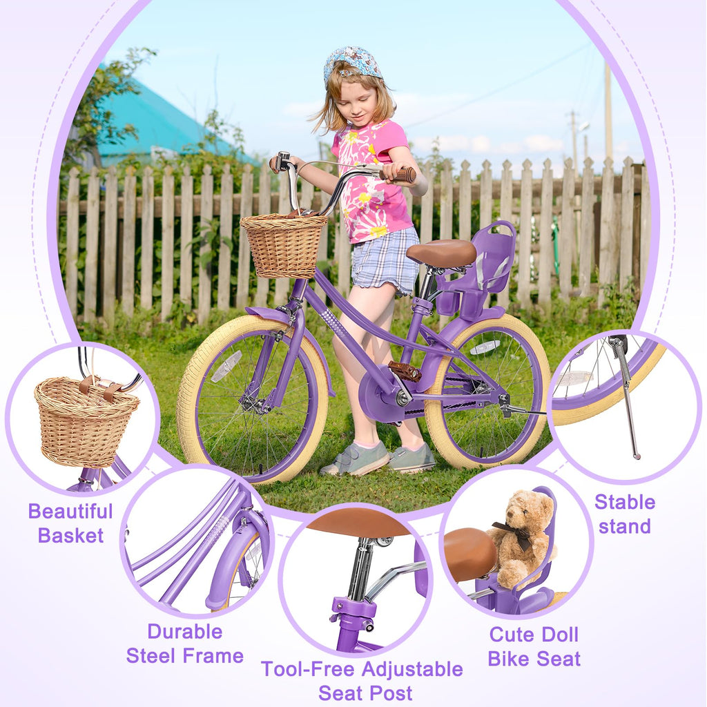 Glaf Toddler Girls Bike For 2-12 Years Old 12 14 16 20 Inch Girls Bike With Training Wheels And Baby Doll Seat Kids Bike Bicycle