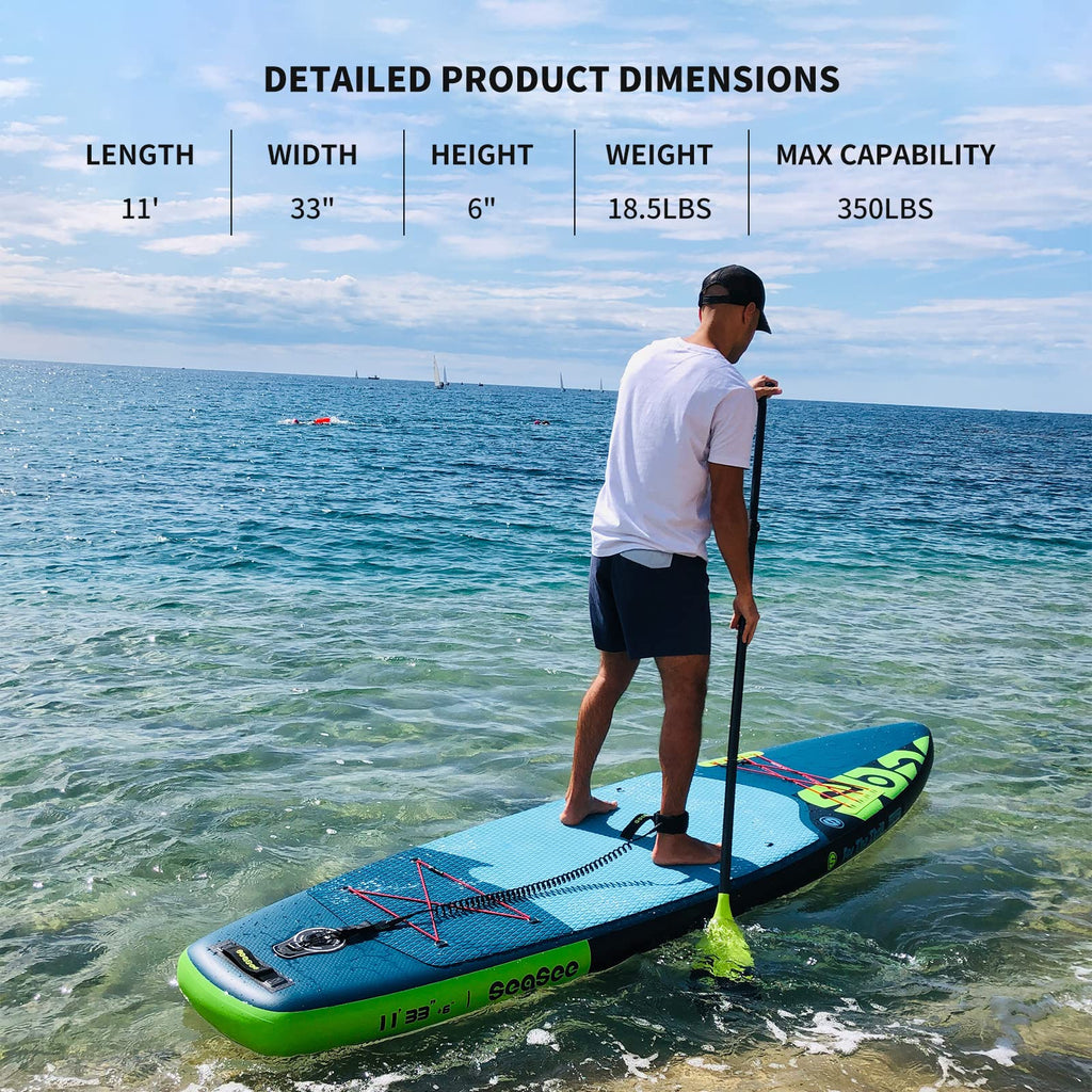 Seaseesup Inflatable Paddle Board Stand Up Paddleboards, 11 Paddle Boards For Adults With Sup Accessories, Double Action Pump, I