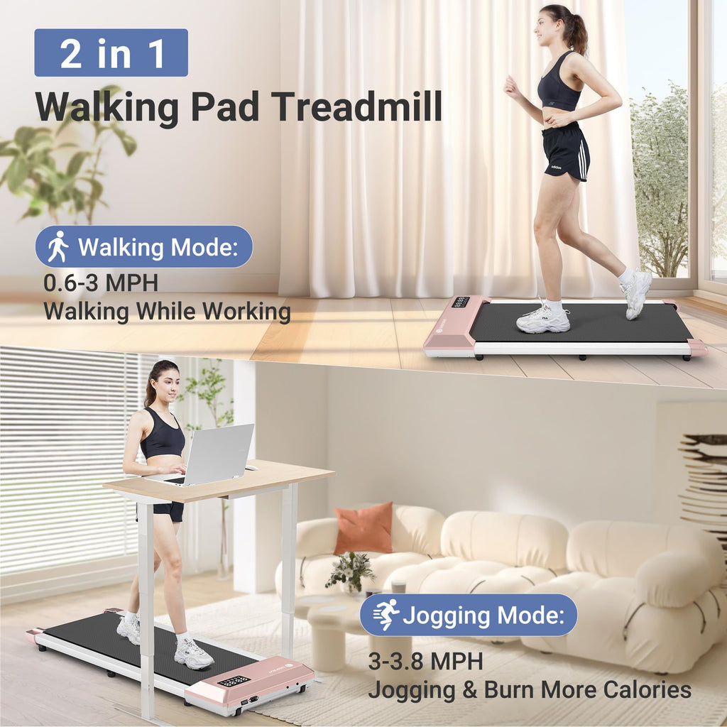 Walking Pad Treadmill - Deerrun Smart Under Desk Treadmill With Remote Control, 2 In 1 Portable Treadmills For Small Spaces, Ult