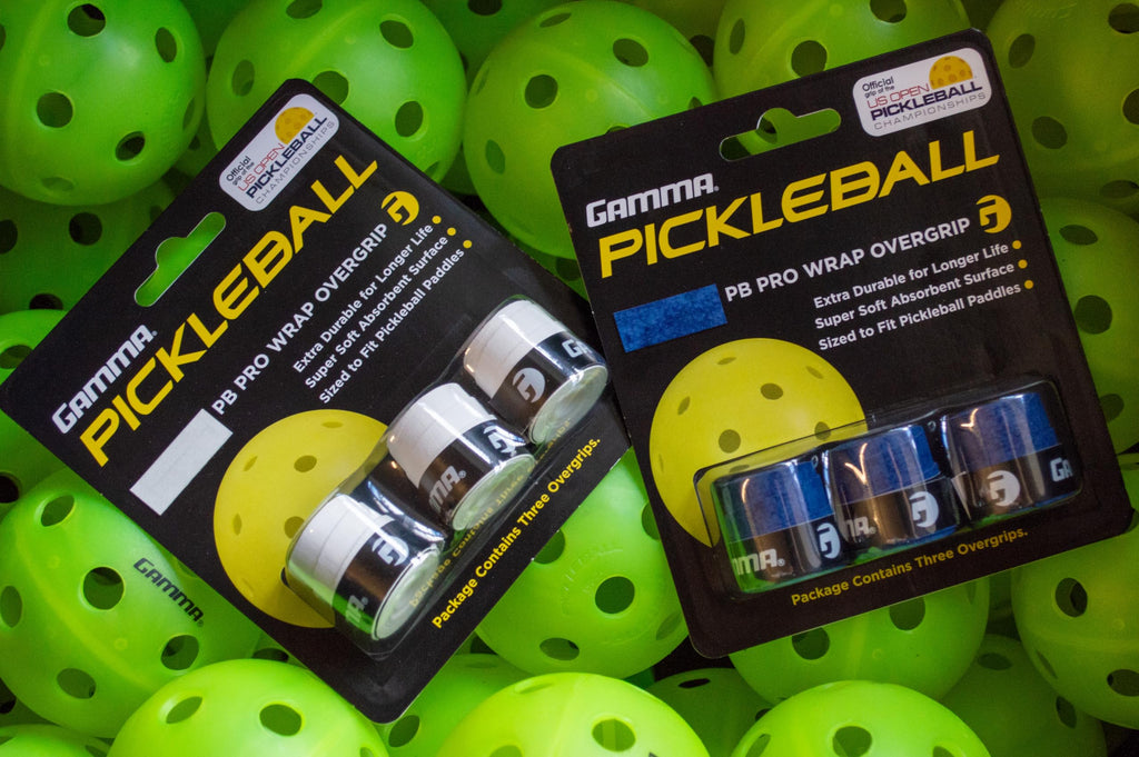 Gamma Pickleball Pro Wrap Overgrip, Extra Tacky, Durable, Moisture Absorbent, White, Blue