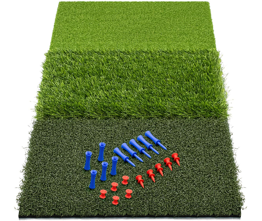 Saplize 30''X15'' Foldable 3-In-1 Golf Hitting Mat, Tight Lie, Rough And Fairway For Driving, Chipping, And Putting Training, Po