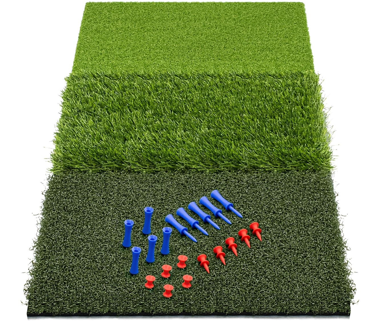 Saplize 30''X15'' Foldable 3-In-1 Golf Hitting Mat, Tight Lie, Rough And Fairway For Driving, Chipping, And Putting Training, Po