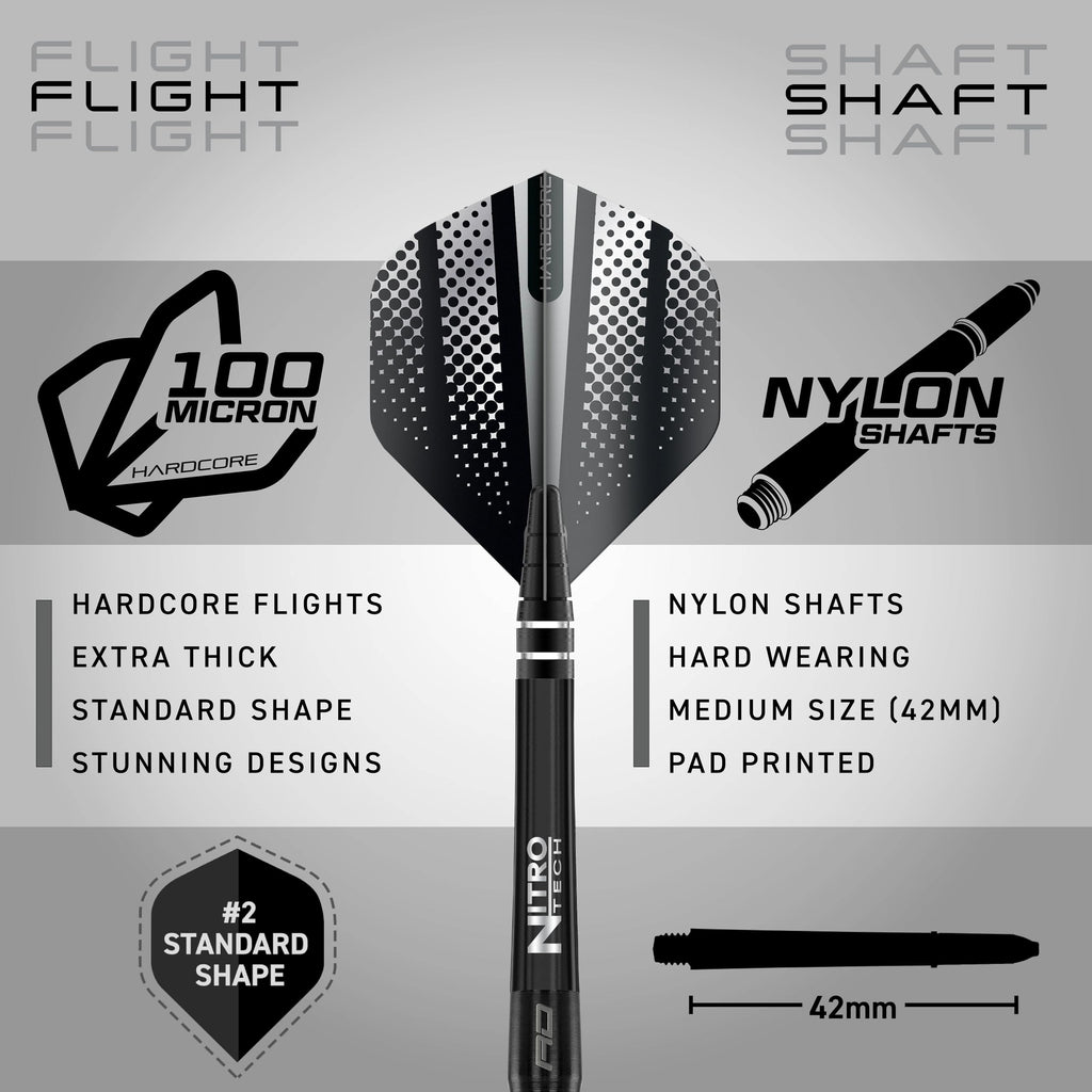 Red Dragon Razor Edge Black 24G Tungsten Darts With Flights And Stems