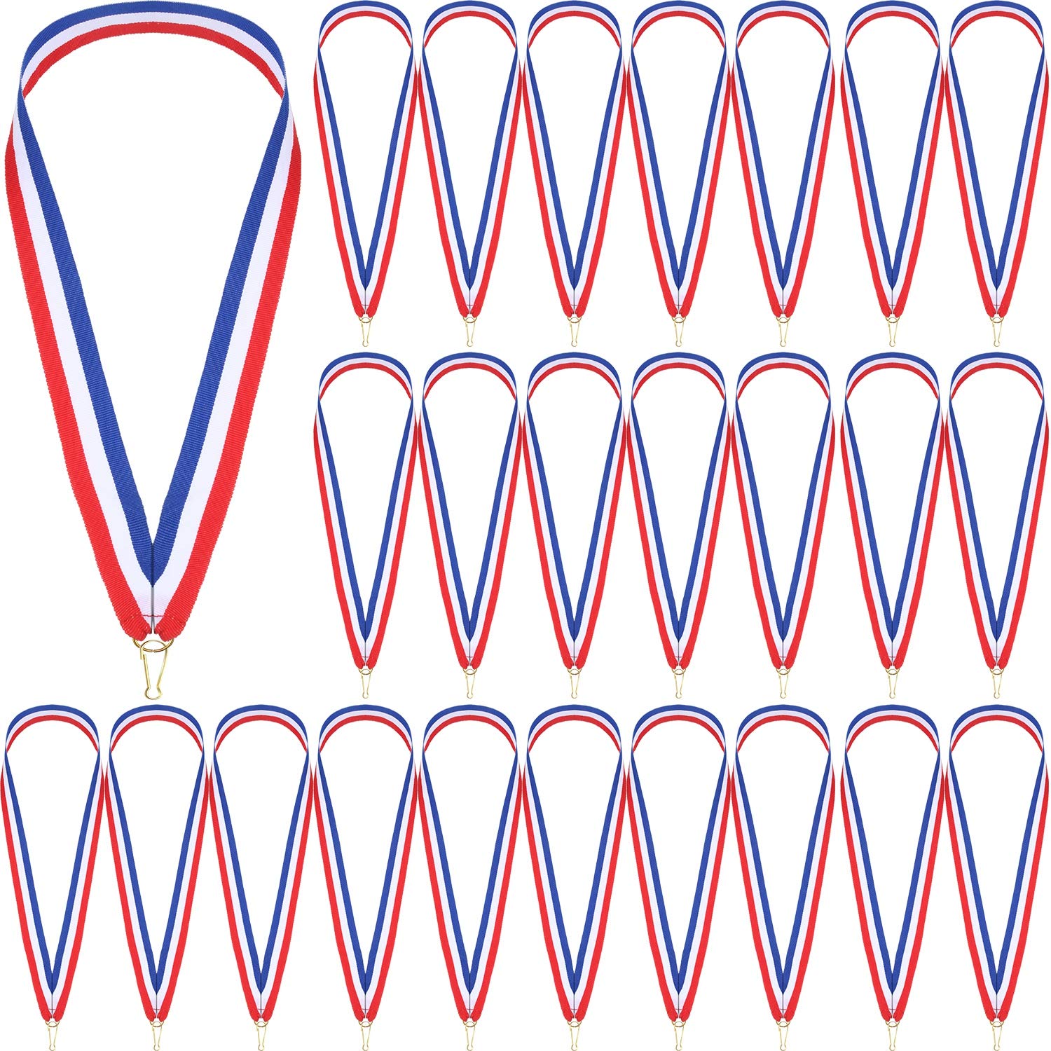 Outus Medal Ribbons Award Red White and Blue Neck Lanyards with Snap Clips for Competitions Sports Meeting Student Awards(30 Pie