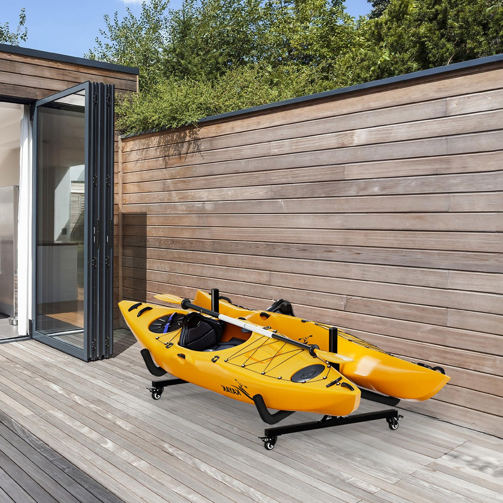 Bonnlo Freestanding Kayak Stand for Canoe, Boat, Paddle Board, SUP, Surfboard - Indoor/Outdoor Storage, Lockable Wheels, Adjusta