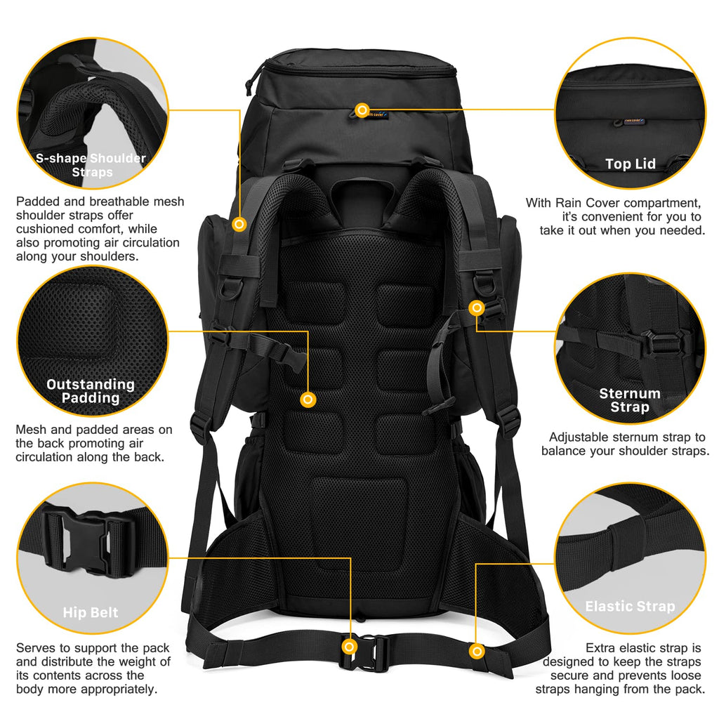 Mardingtop 60L Military Internal Frame Backpack For Hiking,Camping,Hunting,Rucksack Backpack With Rain Cover