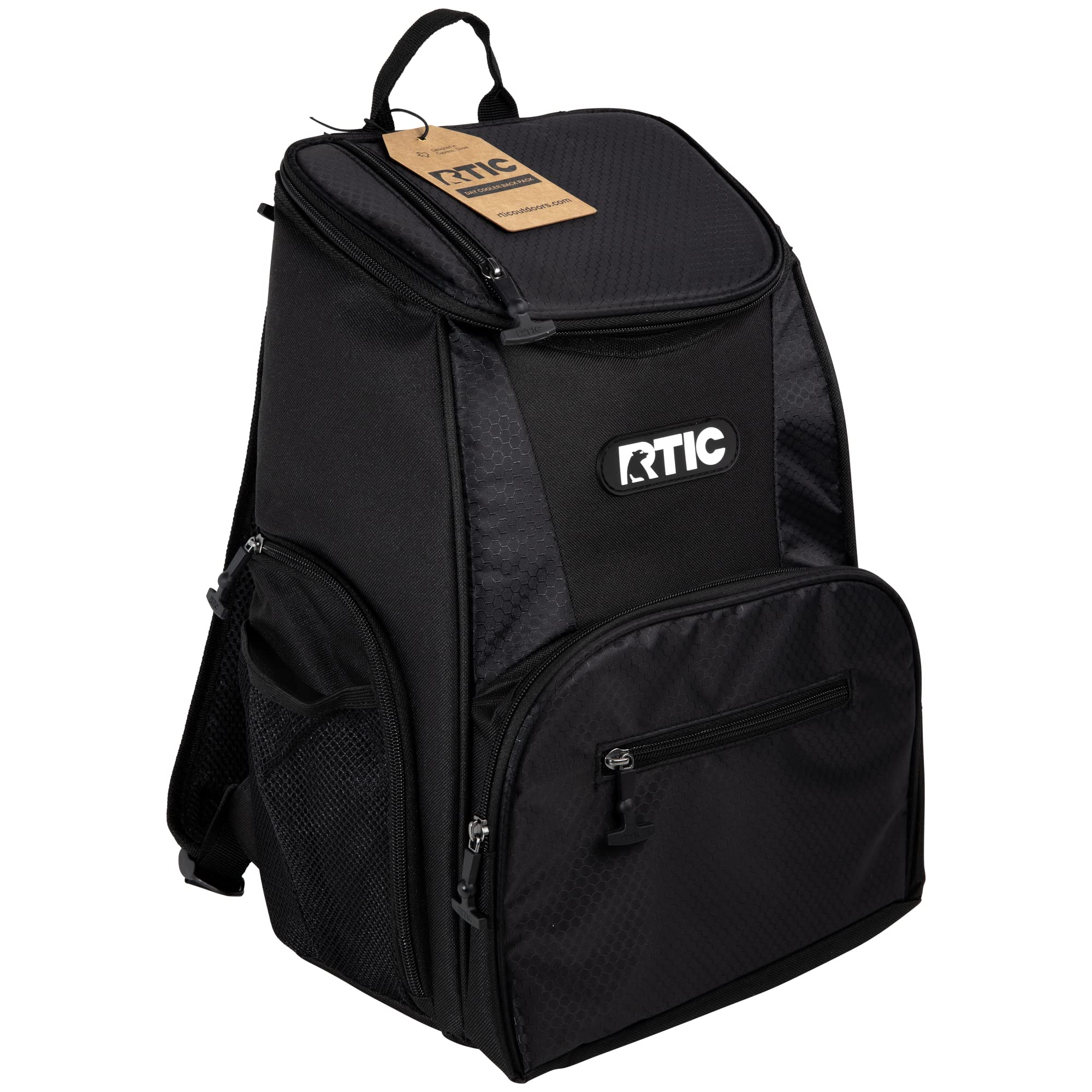 RTIC Lightweight Backpack Cooler, Black, 15 Can, Portable Insulated Bag, for Men & Women, Great for Day Trips, Picnics, Camping,