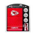 Team Golf NFL Kansas City Chiefs Embroidered Golf Towel, 3 Golf Ball, and Golf Tee Set Gift Set Embroidered Golf Towel, 3 Golf B