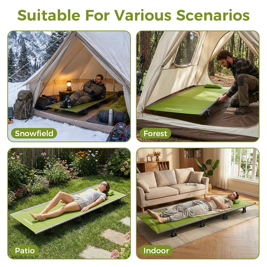 Kingcamp Ultralight Compact Folding Camping Cot Bed, 4.9 Pounds (Green)