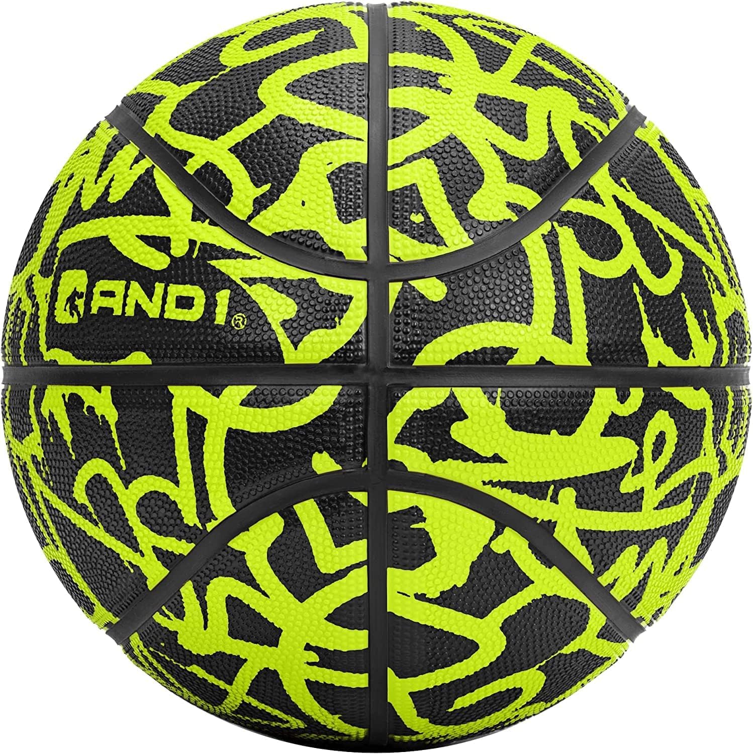 AND1 Fantom Graffiti Rubber Basketball Game Ready, 27.5 Inches, Youth Size 5, Made for Indoor and Outdoor, Sold Deflated (Pump N