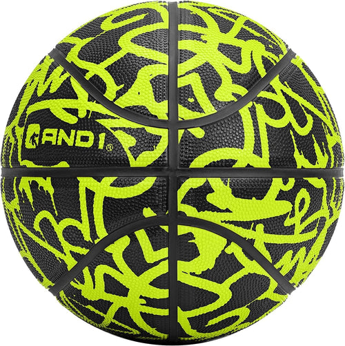 AND1 Fantom Graffiti Rubber Basketball Game Ready, 27.5 Inches, Youth Size 5, Made for Indoor and Outdoor, Sold Deflated (Pump N