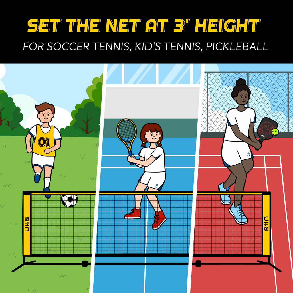 A11N 14Ft Badminton Pickleball Net - Height Adjustable For Junior Tennis, Soccer Tennis & Kids Volleyball - Portable For Indoor