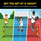 A11N 14Ft Badminton Pickleball Net - Height Adjustable For Junior Tennis, Soccer Tennis & Kids Volleyball - Portable For Indoor