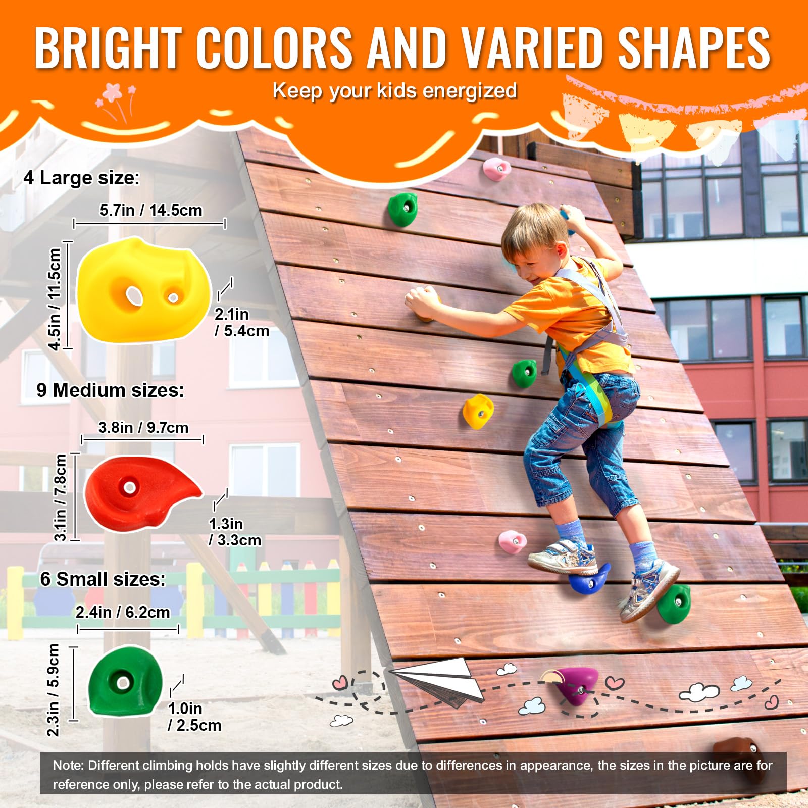 Vevor 32 Rock Climbing Holds For Kids And Adults, Multi-Colored Climbing Rock Wall Grips For Indoor And Outdoor Playground Play