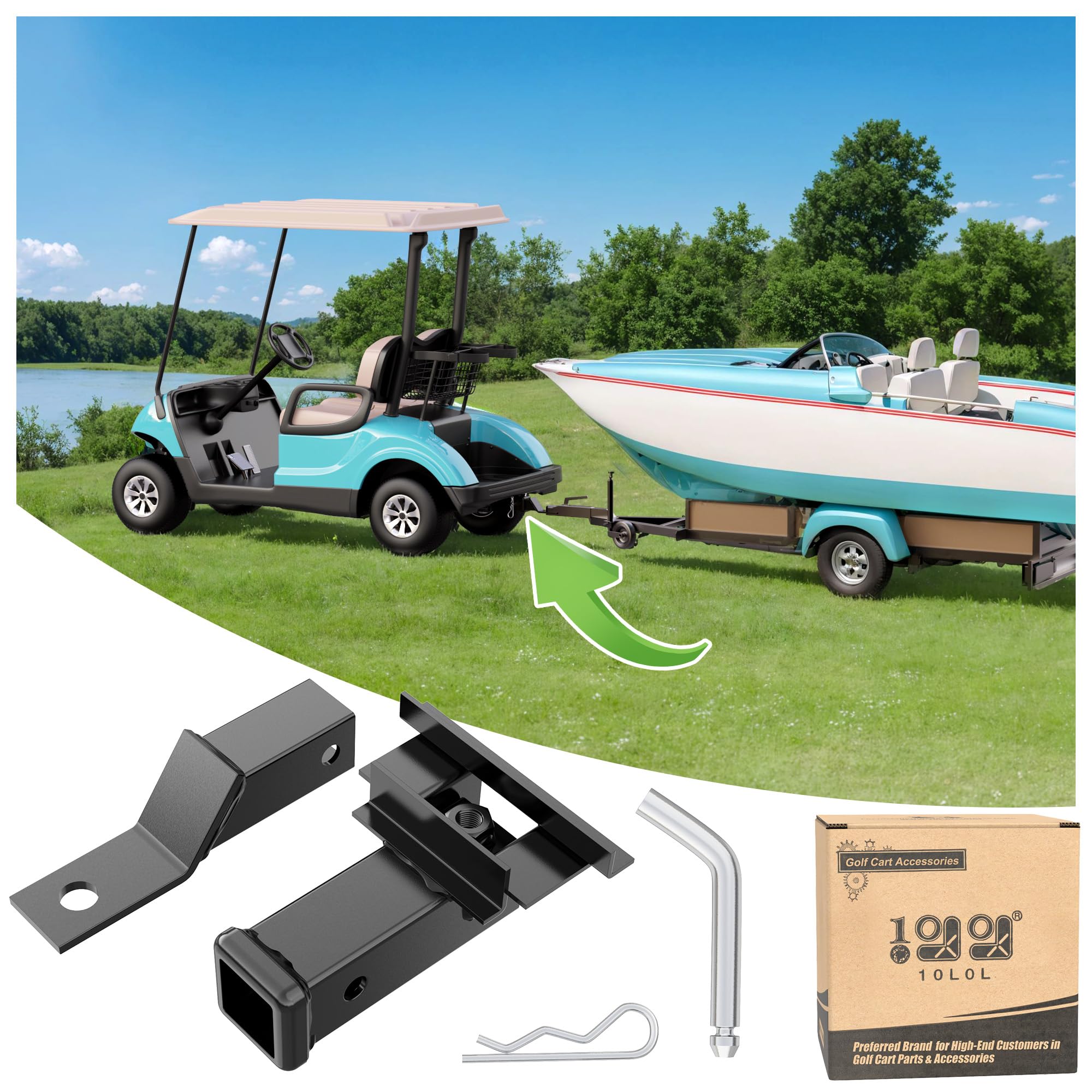 10L0L Golf Cart Bumper Hitch for Yamaha Drive2 2017-up Heavy Duty Steel Trailer Hitch Receiver for 2  Ball Mount Powder Coated R