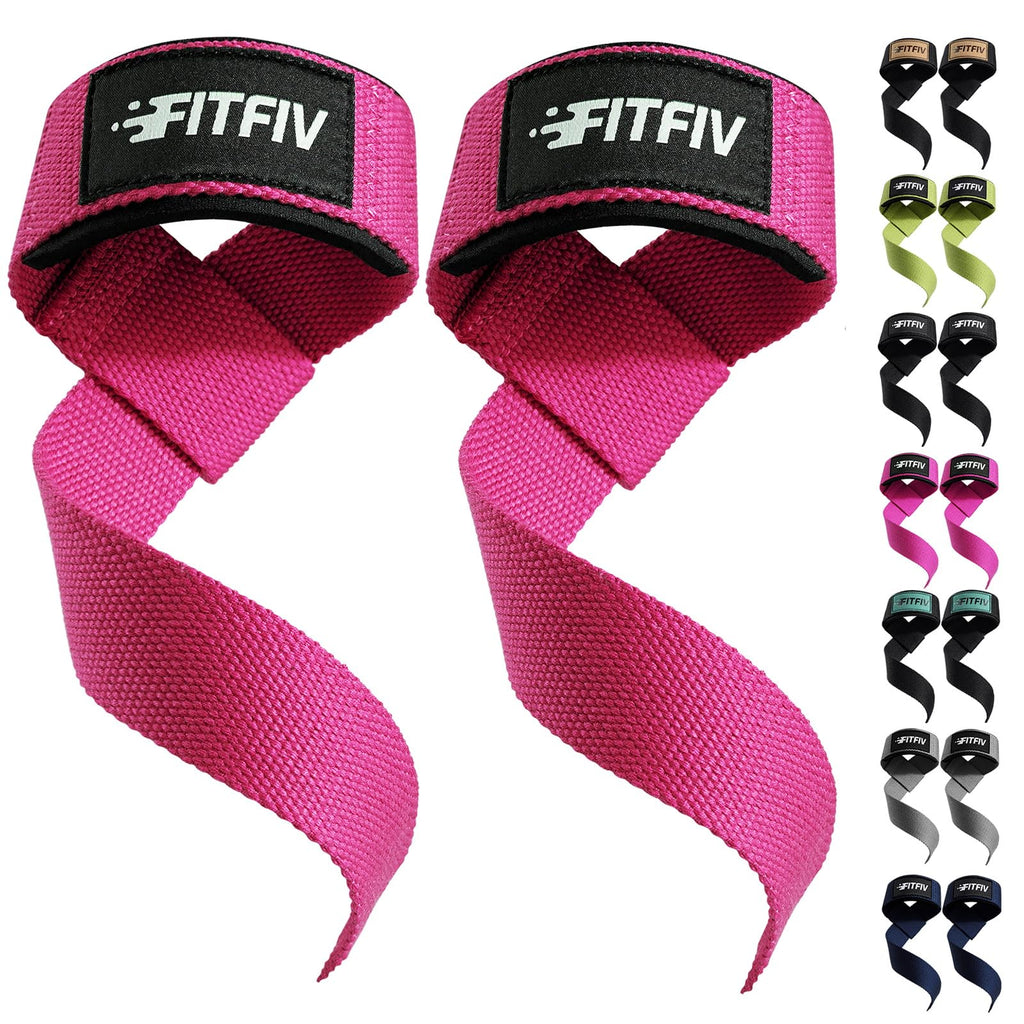 FITFIV Lifting Straps for Weightlifting, Lifting Wrist Straps for Gym Strength Training, Neoprene-padded Wrist Cushion - Men & W