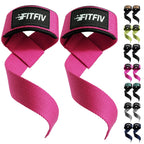 FITFIV Lifting Straps for Weightlifting, Lifting Wrist Straps for Gym Strength Training, Neoprene-padded Wrist Cushion - Men & W