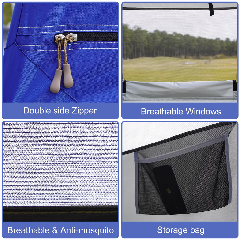Outdoor Shower Tent Changing Room Privacy Portable Camping Shelters (White Blue)