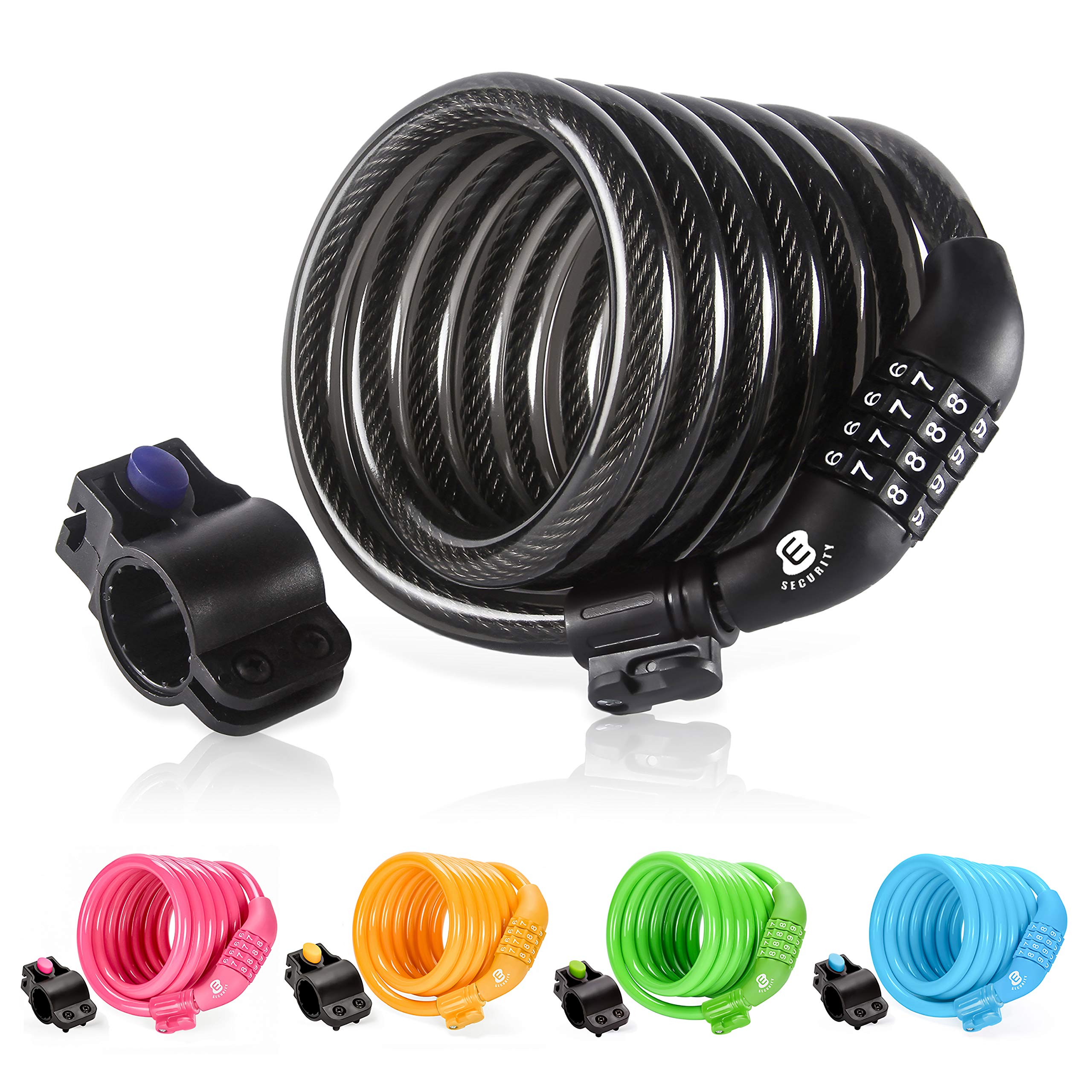 Etronic M6 Resettable Combination Lock Bike Cable, 6-Feet X 3/8-Inch, Black