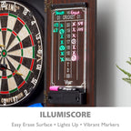 Viper By Gld Products Vault Deluxe Dartboard Cabinet With Shot King Sisal Dartboard And Illumiscore Scoreboard, Wood
