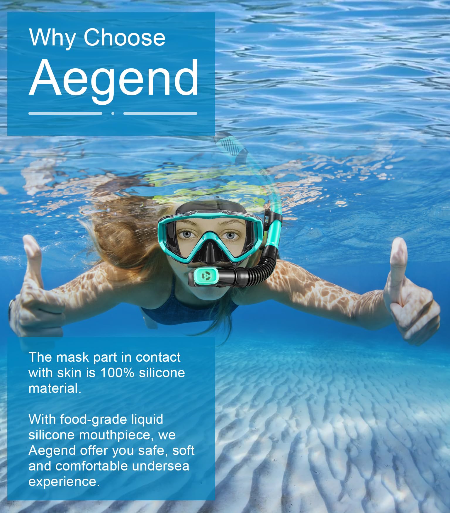 Aegend Snorkeling Gear for Adults, Dry Snorkel Set Panoramic View Enhanced Anti-Leak and Anti-Fog Technology, Adjustable Strap f