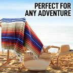 Hydration Nation Authentic Large Handwoven Mexican Striped Throw Blanket - Soft, Durable, Eco-Friendly - 70x50 - Sunrise