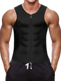 Wonderience Men Waist Trainer Vest Hot Neoprene Sauna Suit Corset Body Shaper Zipper Tank Top Workout Shirt(Black, 4X-Large)