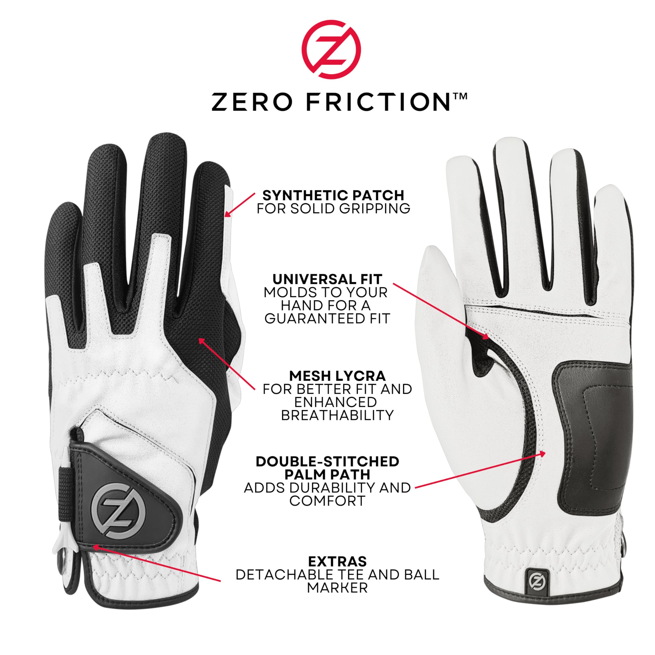 Zero Friction Men'S Golf Gloves, Right Hand, One Size, Orange