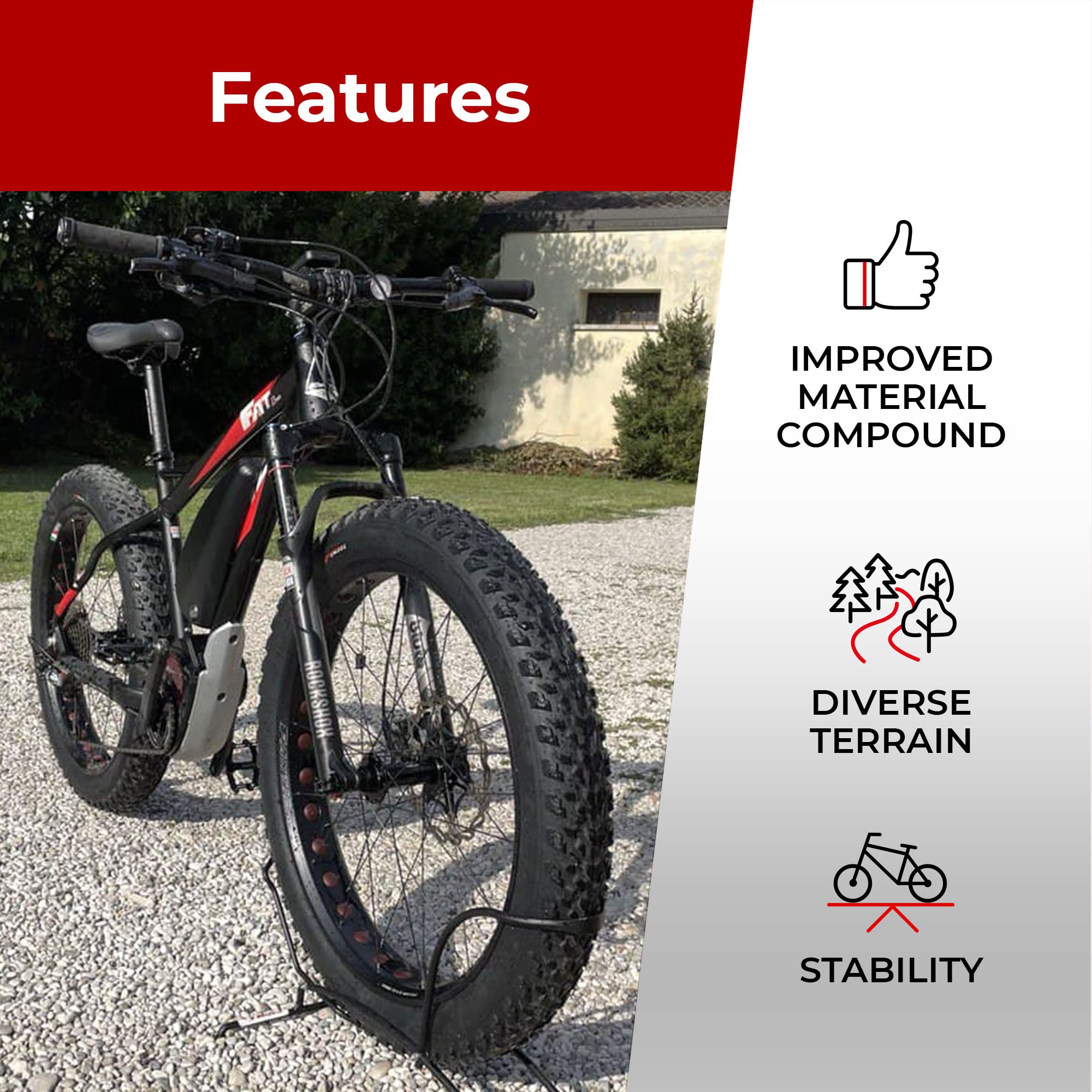 Fincci Pair 26X4.0 Fat Bike Tires 100-559 Foldable Fat Tires For Road Mountain Mtb Mud Dirt Offroad Bike Bicycle - Pack Of 2