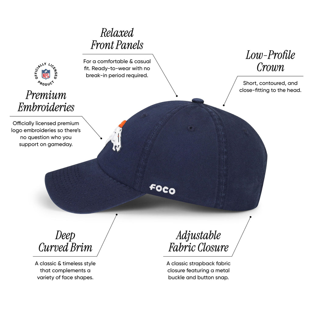 Foco Men'S Denver Broncos-Navy Cap Nfl Logo Casual Hat, Team Color